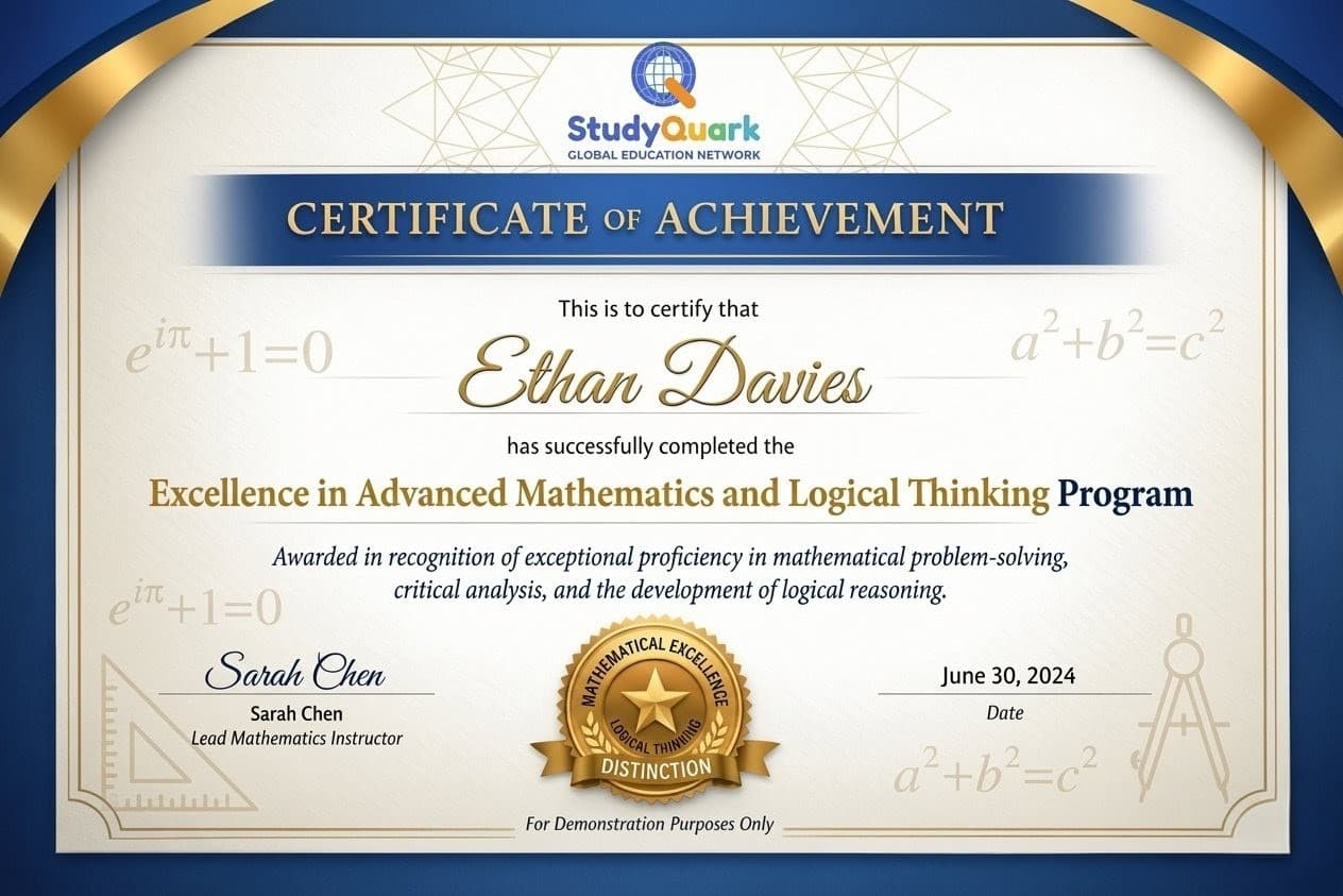 Math Course Completion Certificate